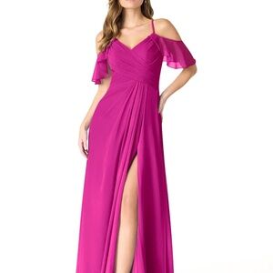 Elegant Pink Cold Shoulder Maxi Dress
